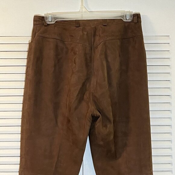 Escada Lamb Nubuck Leather‎ Ankle Pants Brown Size 36 / US 6 - Picture 9 of 13